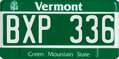 VT license plate BXP336