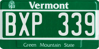 VT license plate BXP339