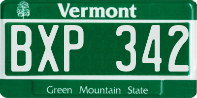 VT license plate BXP342