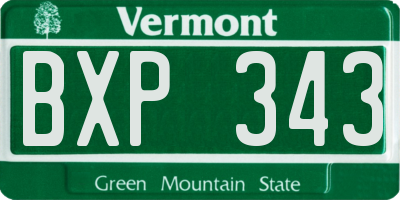 VT license plate BXP343
