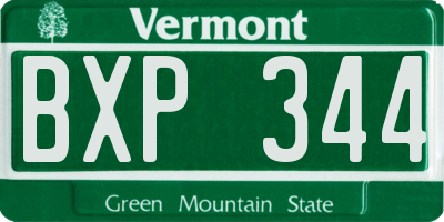 VT license plate BXP344