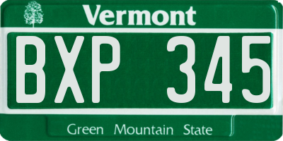 VT license plate BXP345