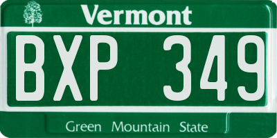 VT license plate BXP349