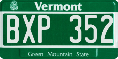VT license plate BXP352