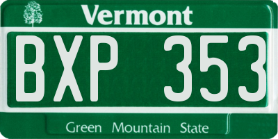 VT license plate BXP353