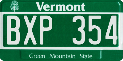 VT license plate BXP354