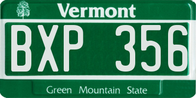 VT license plate BXP356