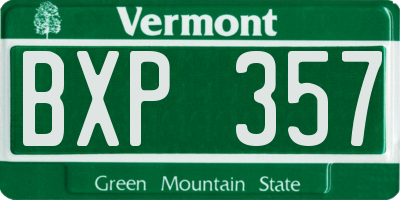 VT license plate BXP357