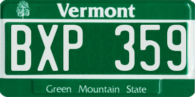 VT license plate BXP359