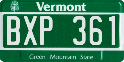 VT license plate BXP361