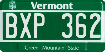 VT license plate BXP362