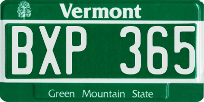 VT license plate BXP365
