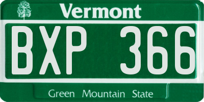VT license plate BXP366