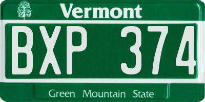 VT license plate BXP374