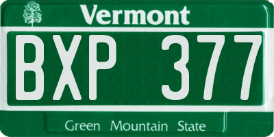 VT license plate BXP377