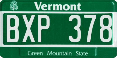 VT license plate BXP378