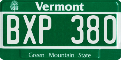 VT license plate BXP380