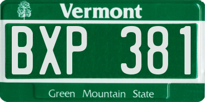 VT license plate BXP381