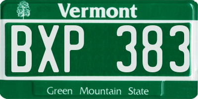 VT license plate BXP383