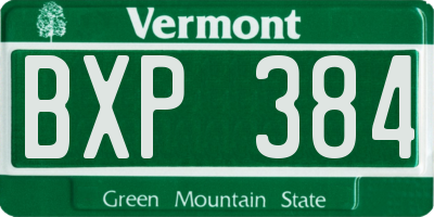 VT license plate BXP384