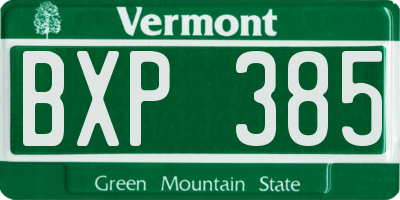 VT license plate BXP385
