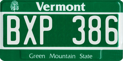 VT license plate BXP386