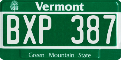 VT license plate BXP387