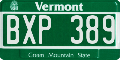 VT license plate BXP389