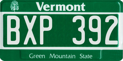 VT license plate BXP392