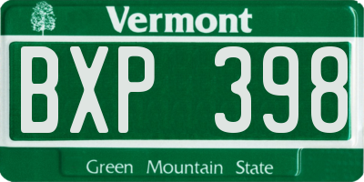VT license plate BXP398