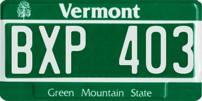 VT license plate BXP403