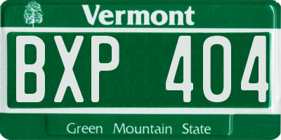 VT license plate BXP404