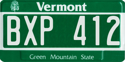 VT license plate BXP412
