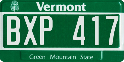 VT license plate BXP417