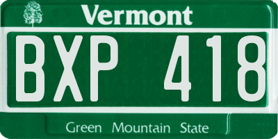 VT license plate BXP418
