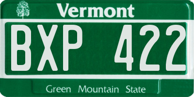 VT license plate BXP422