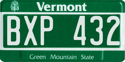 VT license plate BXP432
