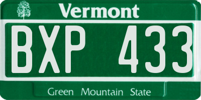 VT license plate BXP433