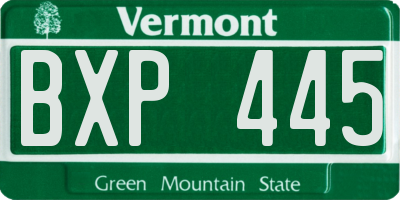 VT license plate BXP445