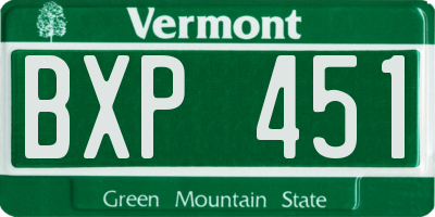 VT license plate BXP451