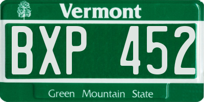 VT license plate BXP452