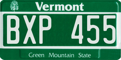 VT license plate BXP455