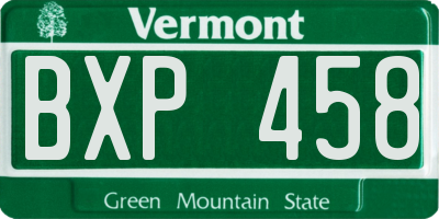 VT license plate BXP458