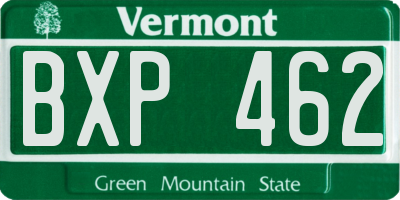 VT license plate BXP462