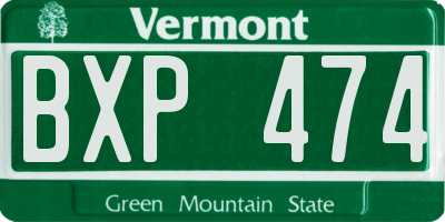VT license plate BXP474