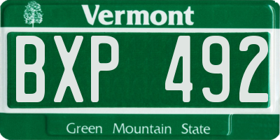 VT license plate BXP492