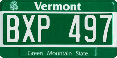 VT license plate BXP497