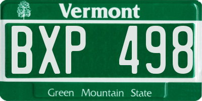 VT license plate BXP498