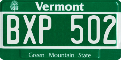 VT license plate BXP502