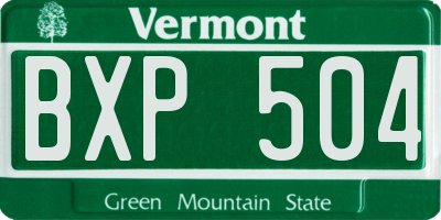 VT license plate BXP504